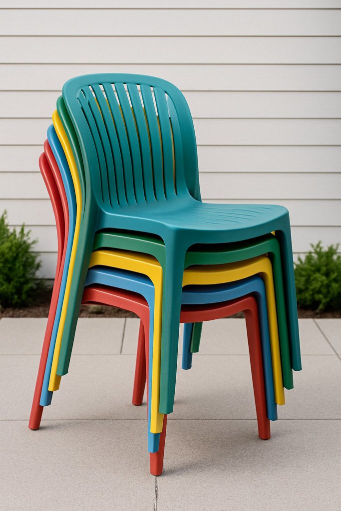 Kolay depolama için istiflenebilir bahçe sandalyeleri